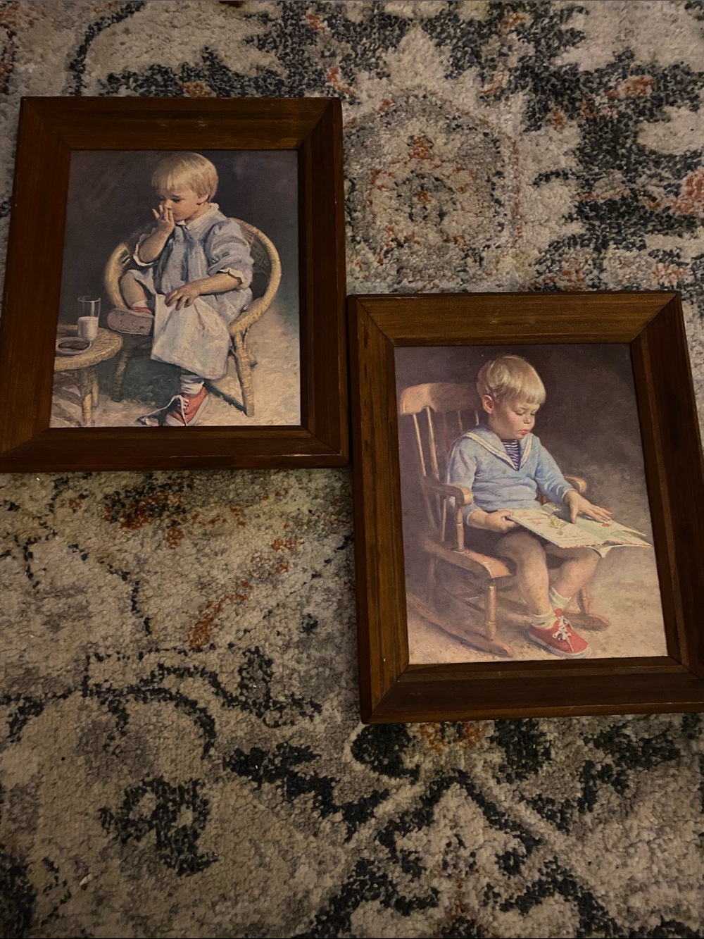 "Gary" and "Gretchen" Vintage Pair Framed Pictures by J. Ingwersen 10"x12" Each